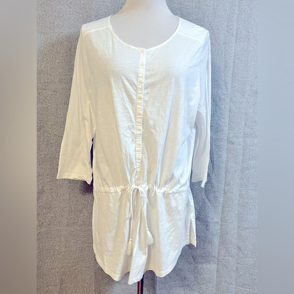 Ralph Lauren- tie waist tunic in white- plus size 1X